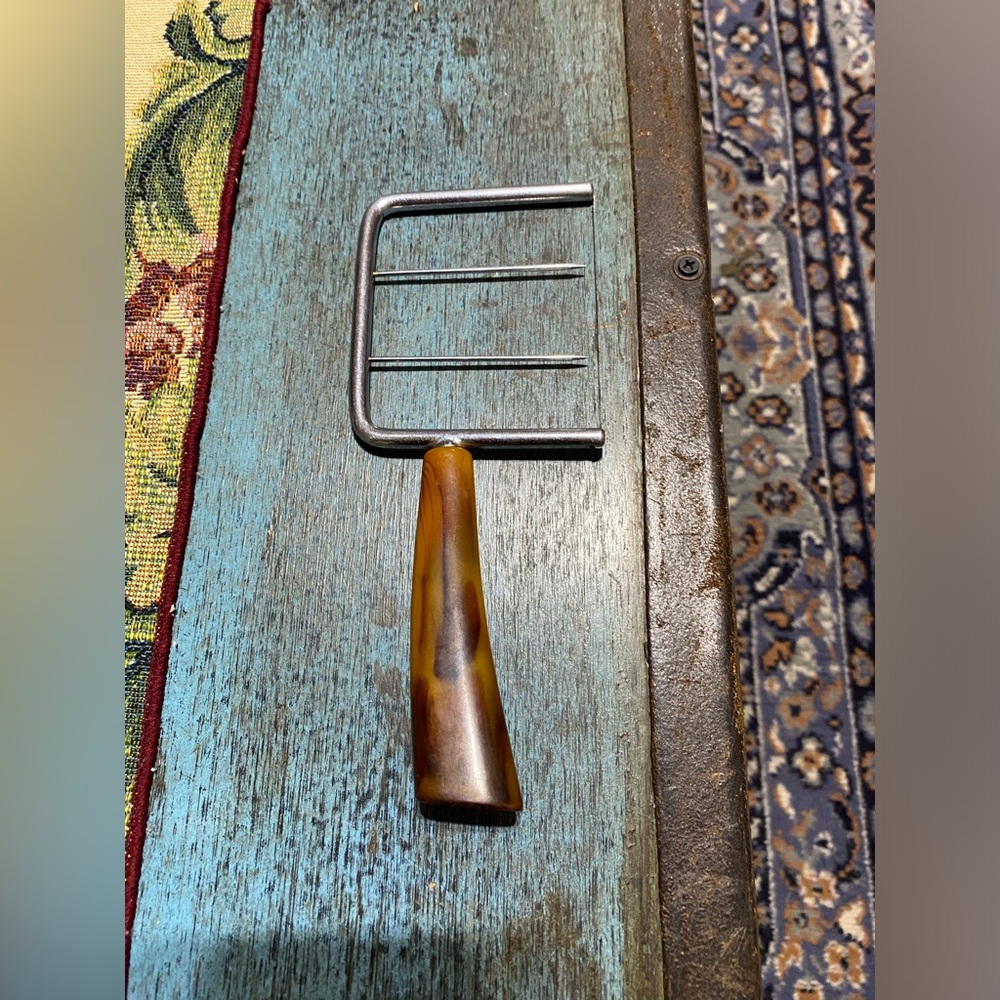 Vintage Cheese Slicer With Swirled Caramel Bakelite Handle,Stainless Steel
